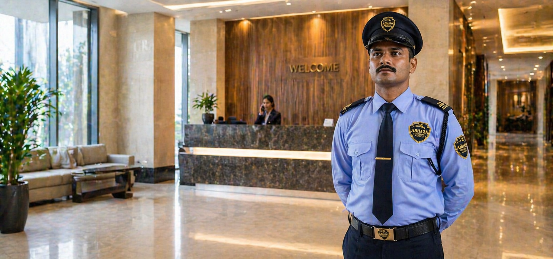 Abhayan Sky security guard at corporate lobby
