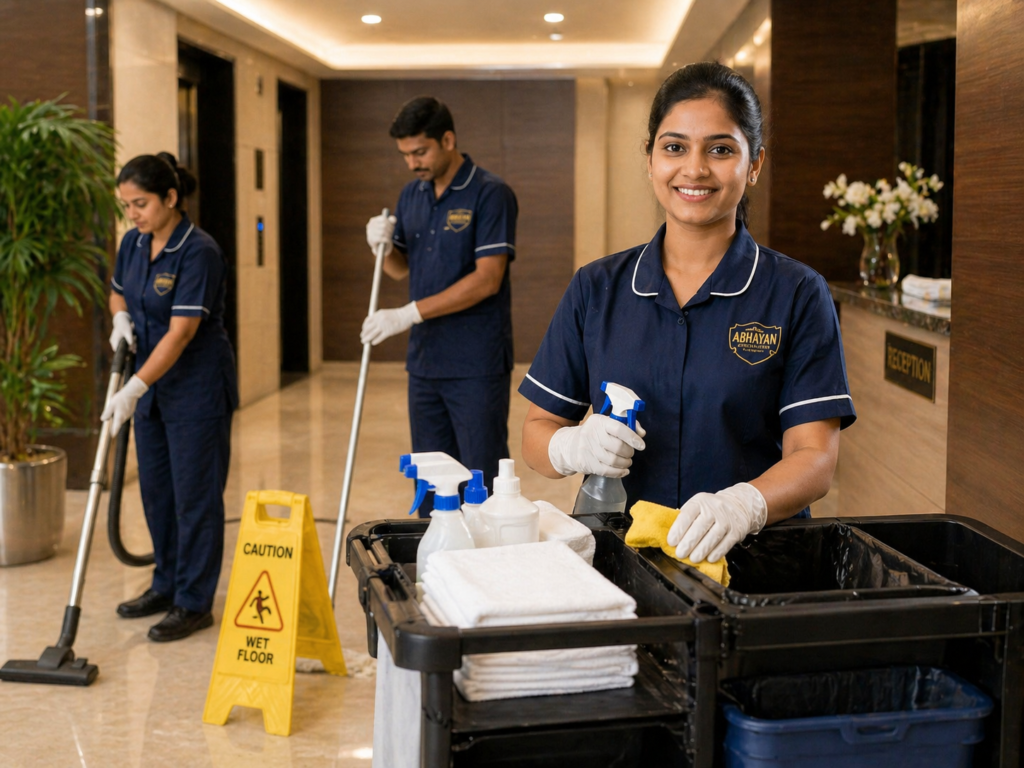 Abhan Sky housekeeping team on duty